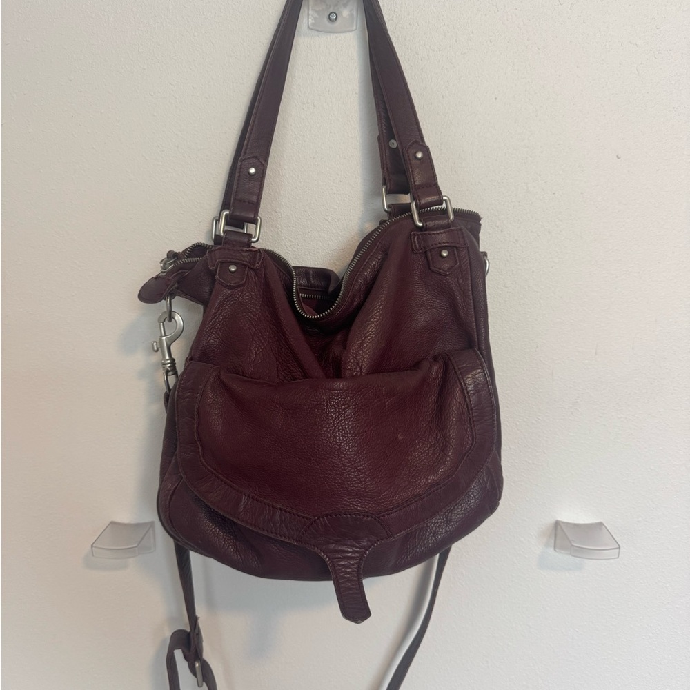 Anthropologie Deep Burgundy Leather Bag